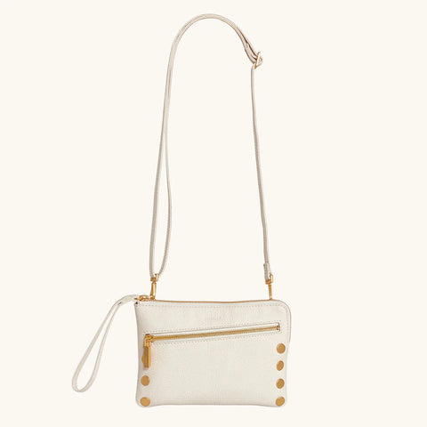 Hammitt Nash Small Calla Lily White/Brushed Gold Leather Wristlet/Crossbody