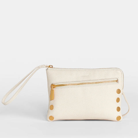 Hammitt Nash Small Calla Lily White/Brushed Gold Leather Wristlet/Crossbody