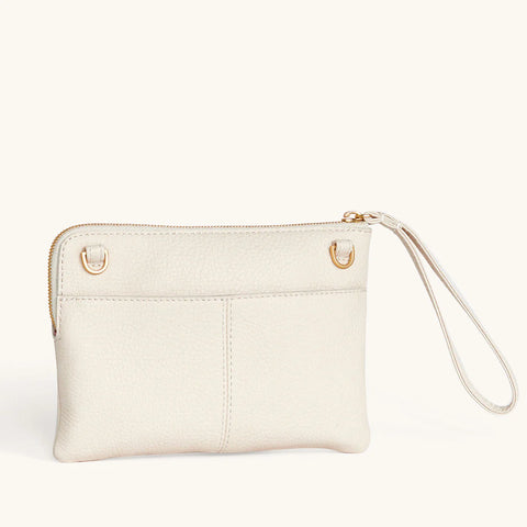 Hammitt Nash Small Calla Lily White/Brushed Gold Leather Wristlet/Crossbody