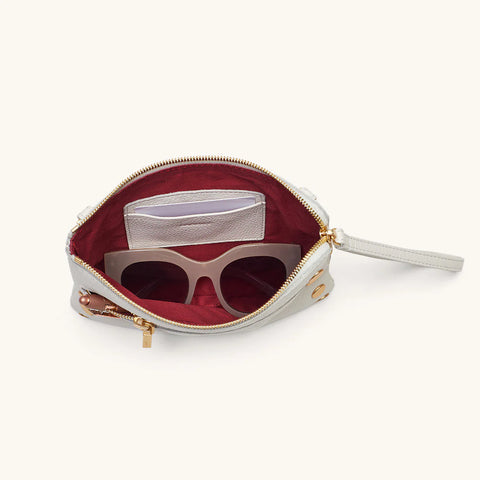 Hammitt Nash Small Calla Lily White/Brushed Gold Leather Wristlet/Crossbody