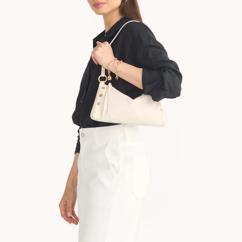 Hammitt Kyle Calla Lily White/Brushed Gold Leather Crossbody/Shoulder Bag