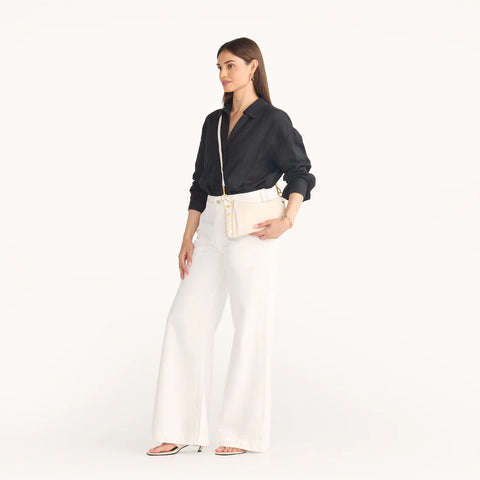 Hammitt Kyle Calla Lily White/Brushed Gold Leather Crossbody/Shoulder Bag