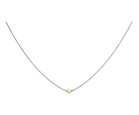 Cape Cod Sterling Silver 20” Snake Chain Necklace with 14k Gold Bead