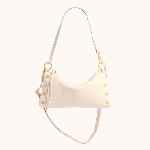 Hammitt Kyle Calla Lily White/Brushed Gold Leather Crossbody/Shoulder Bag