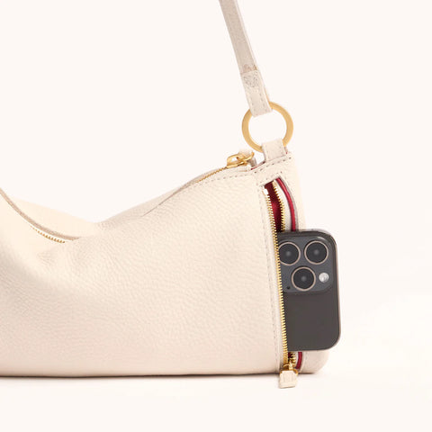 Hammitt Kyle Calla Lily White/Brushed Gold Leather Crossbody/Shoulder Bag