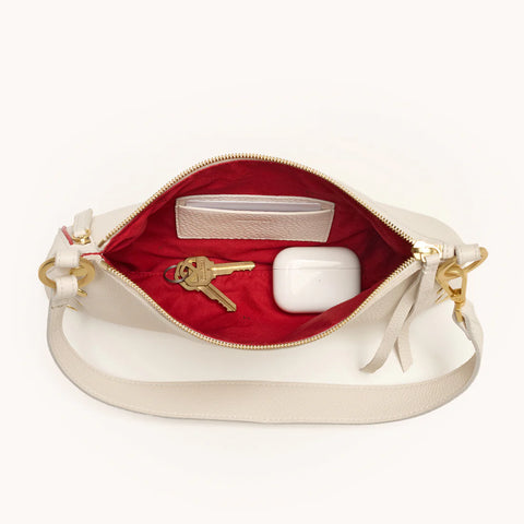 Hammitt Kyle Calla Lily White/Brushed Gold Leather Crossbody/Shoulder Bag