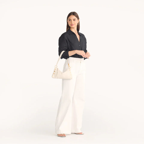 Hammitt Kyle Calla Lily White/Brushed Gold Leather Crossbody/Shoulder Bag