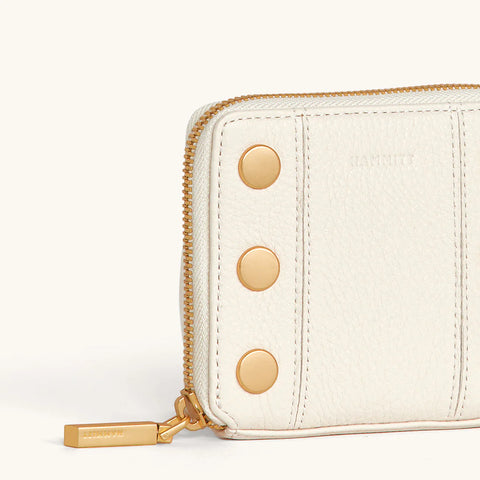 Hammitt 5 North Calla Lily White/Brushed Gold Leather Wallet