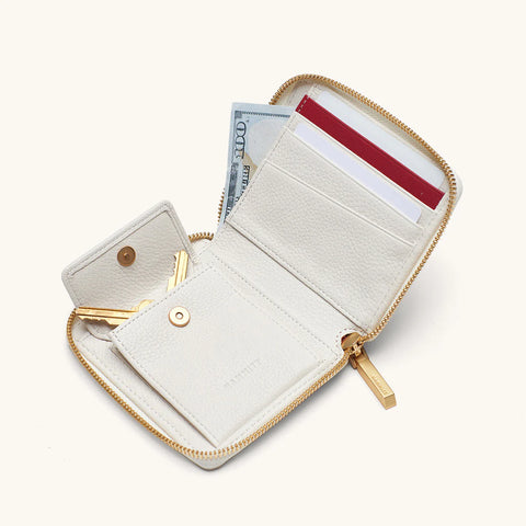 Hammitt 5 North Calla Lily White/Brushed Gold Leather Wallet