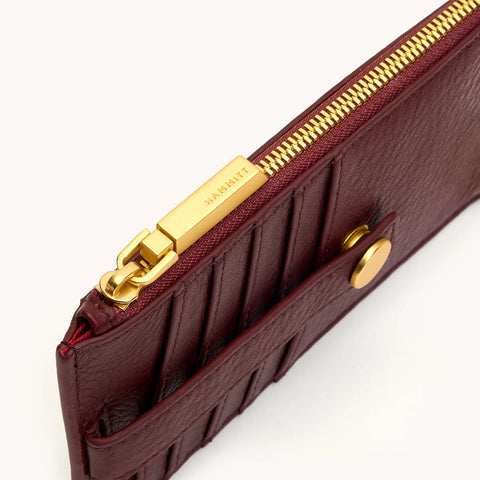 Hammitt 210 West Cherrywood Pebble/Brushed Gold Leather Wallet