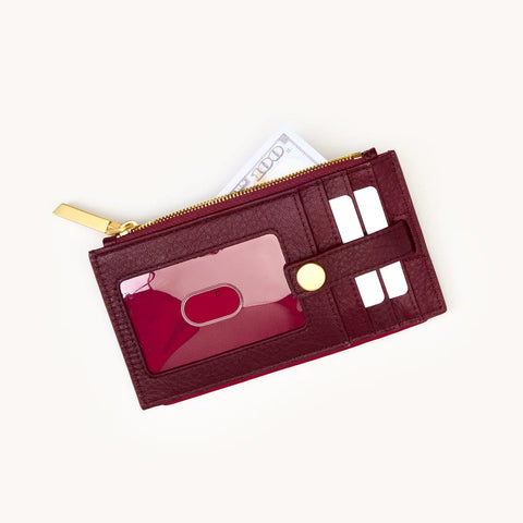 Hammitt 210 West Cherrywood Pebble/Brushed Gold Leather Wallet