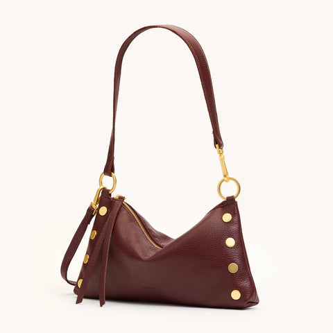 Hammitt Kyle Cherrywood Pebble/Brushed Gold Leather Crossbody/Shoulder Bag