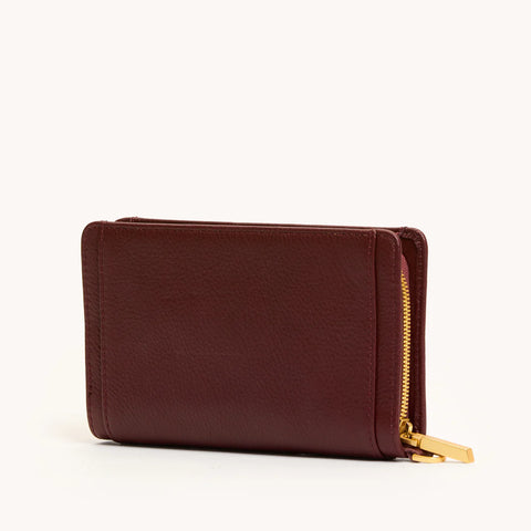 Hammitt Bryant Wallet Cherrywood Pebble/Brushed Gold Leather Wallet