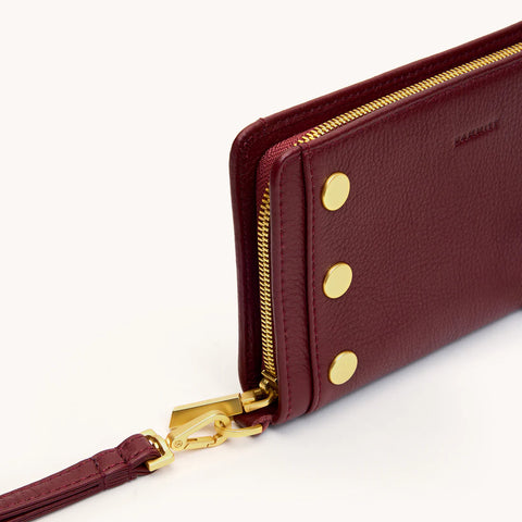 Hammitt Bryant Wallet Cherrywood Pebble/Brushed Gold Leather Wallet