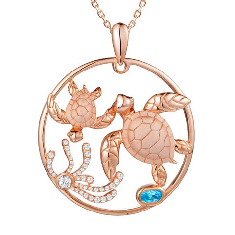 Alamea Mom and Baby Turtle Pendant Necklace
