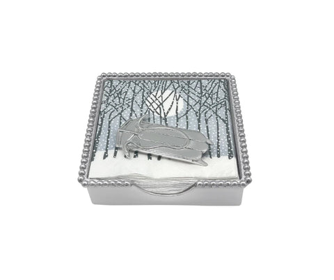 Mariposa Double Runner Sled Beaded Napkin Box Set