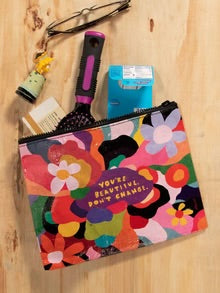 Blue Q You’re Beautiful, Don’t Change Zipper Pouch