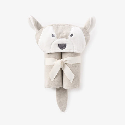 Elegant Baby Gray Wolf Hooded Bath Wrap