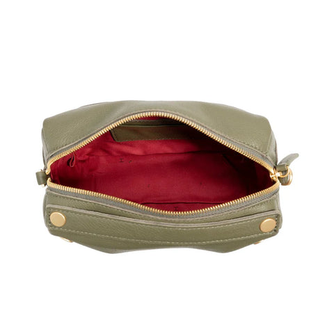 Hammitt Evan Small Olive/Brushed Gold Leather Crossbody