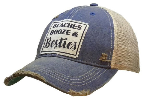 Vintage Trucker Baseball Hat “Beaches Booze & Besties”