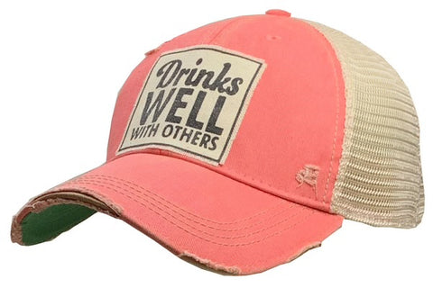 Vintage Trucker Baseball Hat “Drinks Well With Others”