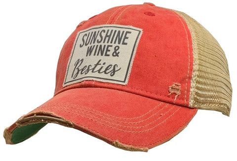Vintage Trucker Baseball Hat “Sunshine, Wine & Besties”