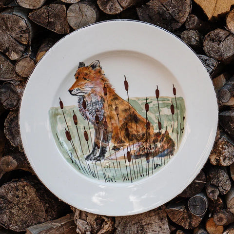 Vietri Wildlife Fox Rimmed Round Platter