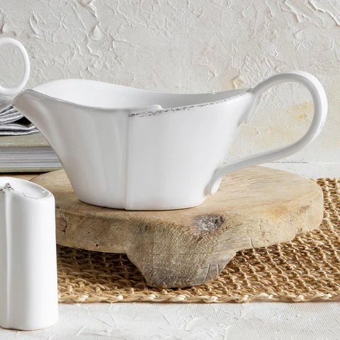 Vietri White Lastra Sauce Server