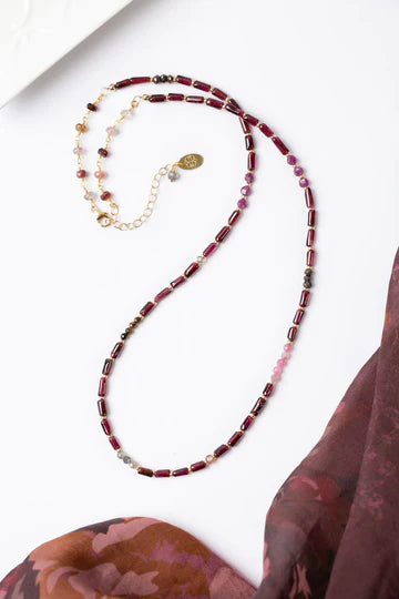 ANNE VAUGHAN DECADENCE 22.5-24.5" RUBY, GARNET, SPINEL SIMPLE NECKLACE