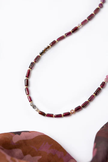 ANNE VAUGHAN DECADENCE 22.5-24.5" RUBY, GARNET, SPINEL SIMPLE NECKLACE