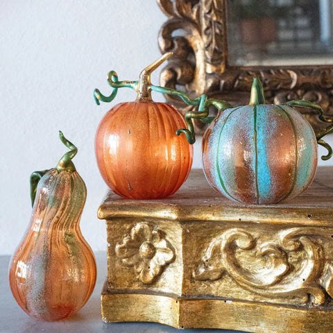 Vietri Pumpkins Figural Orange Glass Pumpkin
