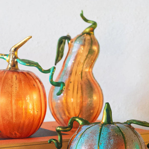 Vietri Pumpkins Figural Amber Glass Gourd