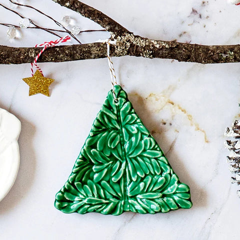 Vietri Lastra Holiday Green Figural Ornament