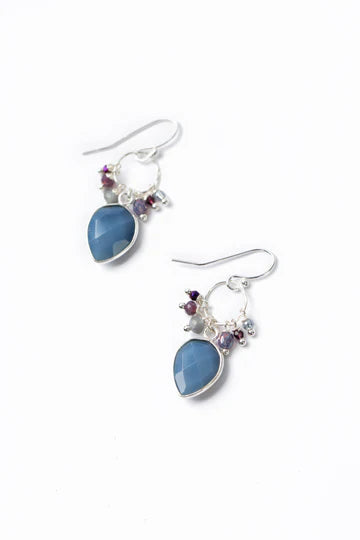 ANNE VAUGHAN HORIZON CRYSTAL, CZECH GLASS WITH BLUE OPAL CLUSTER EARRINGS