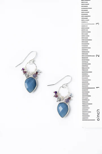 ANNE VAUGHAN HORIZON CRYSTAL, CZECH GLASS WITH BLUE OPAL CLUSTER EARRINGS