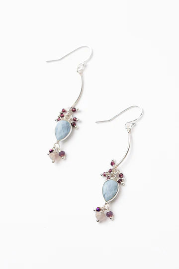 ANNE VAUGHAN HORIZON CRYSTAL, CZECH GLASS WITH BLUE OPAL DANGLE EARRINGS