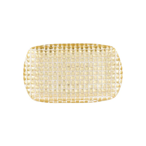 Vietri Rufolo Glass Gold Basketweave Rectangular Tray
