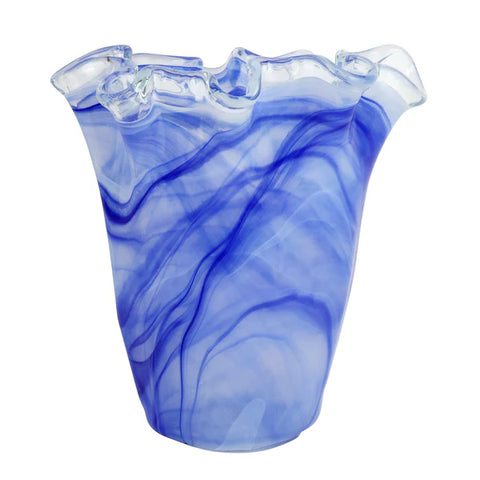 Vietri Onda Glass Cobalt Ruffled Vase