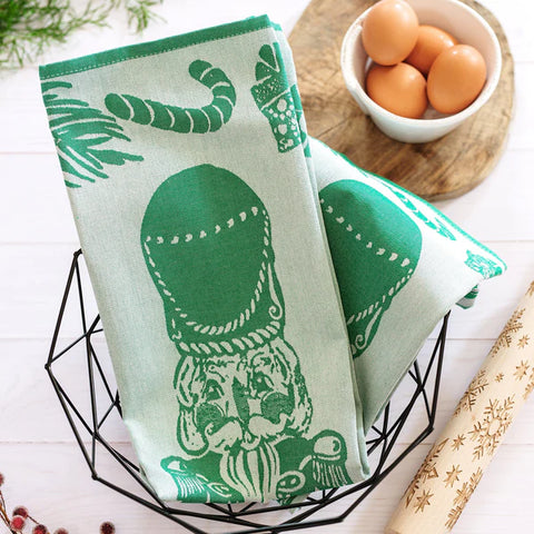 Vietri Strofinaccio Green Nutcracker Dish Towels - Set Of 2