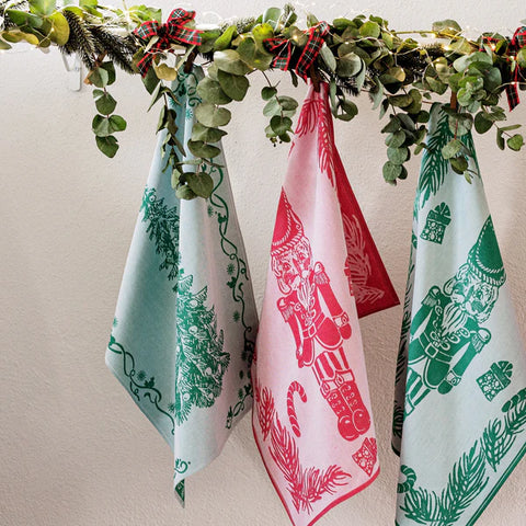 NEW Vietri Strofinaccio Red Tree Dish Towels - Set Of 2