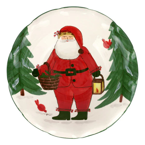 NEW Vietri Old St. Nick Pedestal Fruit Bowl