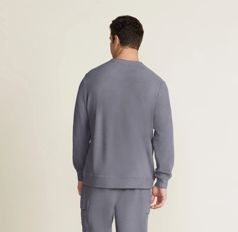 Barefoot Dreams Malibu Collection® Men's Brushed Fleece Split Neck Pullover Coal
