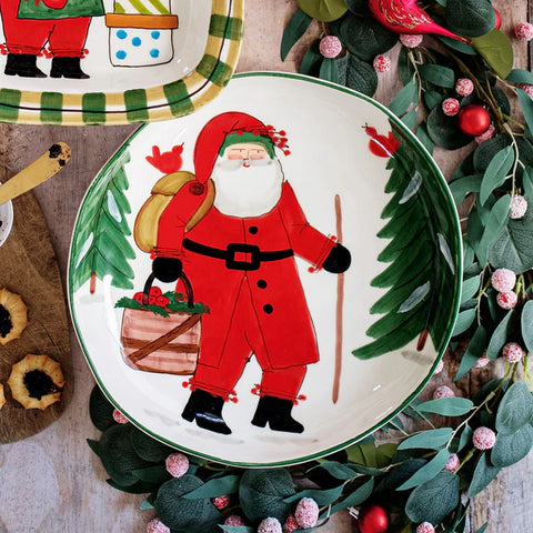 NEW Vietri Old St. Nick Shallow Bowl With Apple Basket