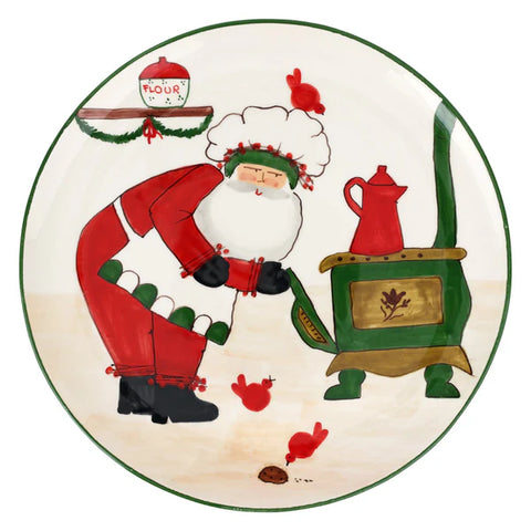 NEW Vietri Old St. Nick Large Round Platter With Oven