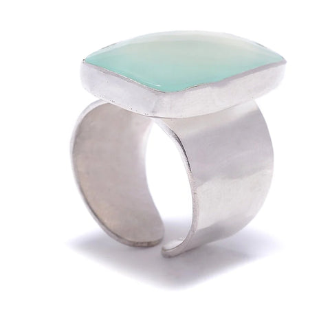 J + I Aqua Chalcedony Ring