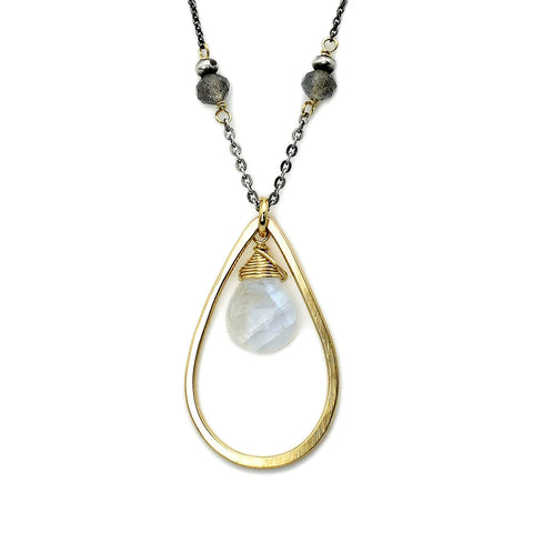 J + I Faceted Moonstone Necklace
