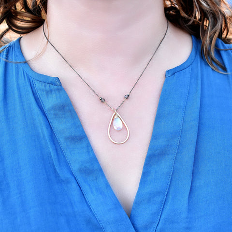J + I Faceted Moonstone Necklace