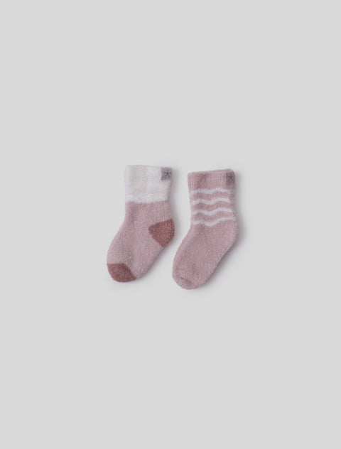 Barefoot Dreams CozyChic Lite® Baby Sock Stripe Set - Dusty Rose/Multi