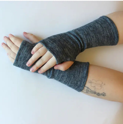 Dana Herbert Heather Jersey Fingerless Gloves Denim