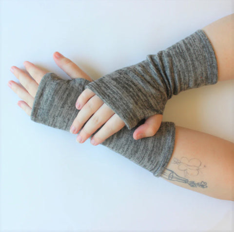 Dana Herbert Heather Jersey Fingerless Gloves Grey